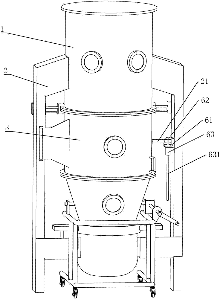 沸騰制粒干燥機的架構圖 沸騰制粒干燥機的架構圖